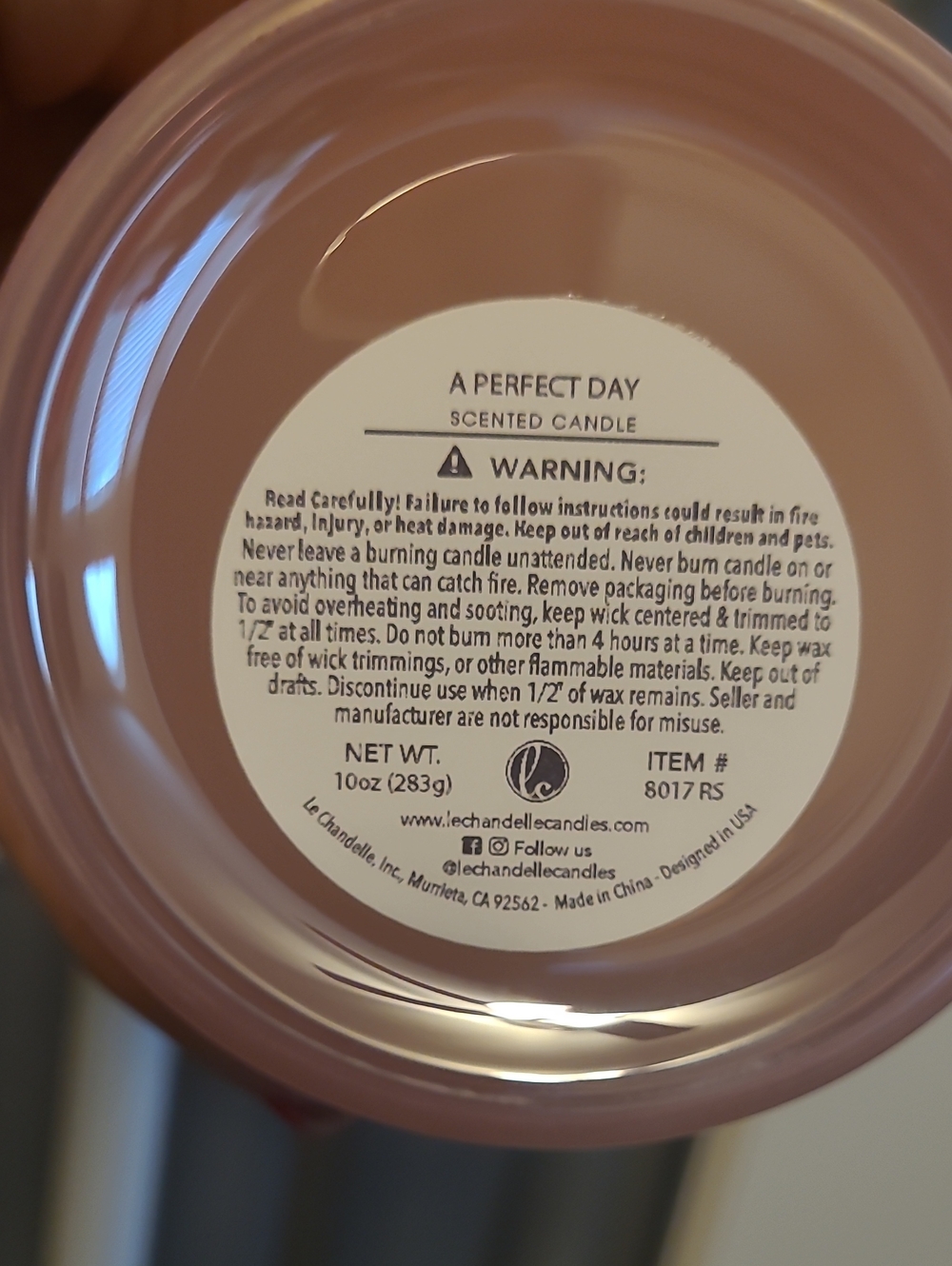 LE CHANDELLE - Perfect Day Scented Candle - 10oz - Picture 6 of 6